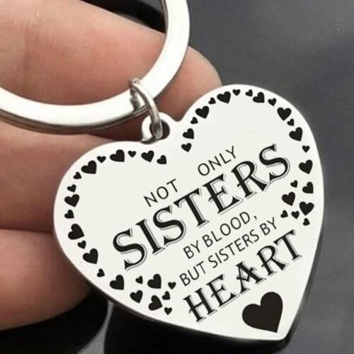 Stainless steel heart-shaped Engraved Letters keychain love pendant to best sister