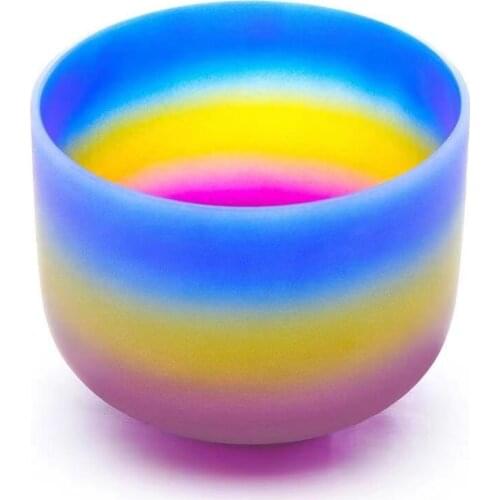KVKA A Note 3rd Eye Chakra Sound Quartz Crystal Singing Bowl for Sound meditation 8 Inch Rainbow Ajna