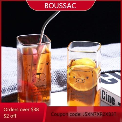 Water Cup Coffee Glass Milk Cup Transparent Cute Large Capacity Tea Cup Simple Ins Style Drink Cup Creative Juice Cute Glass Cup