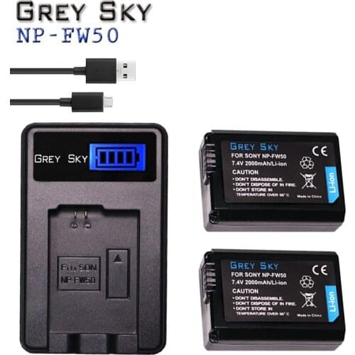 NP-FW50 LCD USB Dual charger+2x NP FW50 batteries for Sony NEX-5 NEX-7 SLT-A55 A33 A55 A37 A3000 A5000 A5100 A6000 A6300 A7000