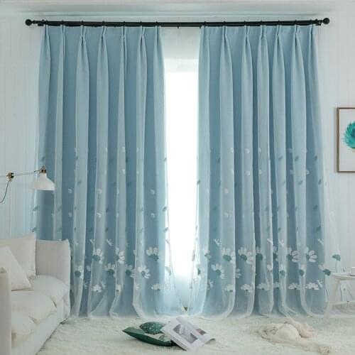 Idyllic Simple Bedroom Bay Window Living Room Balcony Blackout Curtain One Embroidered Curtain Gauze