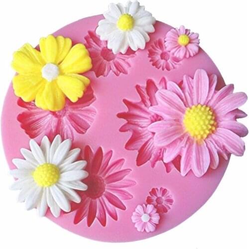 Chocolate Mold Tools DIY desert Decoration 6 Small Chrysanthemum Flowers Silicone Fondant Mold Clay