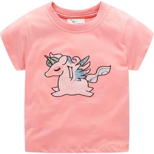 Jumping meters Baby Boys Girls Unicorn Cartoon T Shirts New Designed Short Sleeves Children Summer Clothing Kids 2-7T Tops 2020