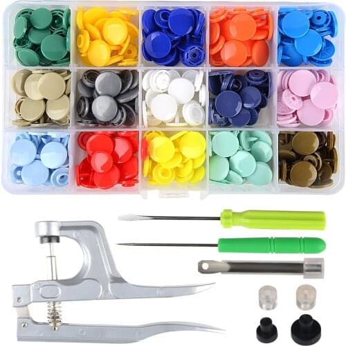 Mixed 15 Colors KAM Branded T8 75 Sets Luster Glossy Snap Snap Buttons Fastners installed With pliers