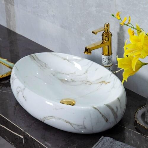 Jingdezhen ceramic sink wash basin Ceramic Counter Top oval Wash Basin Bathroom Sinks