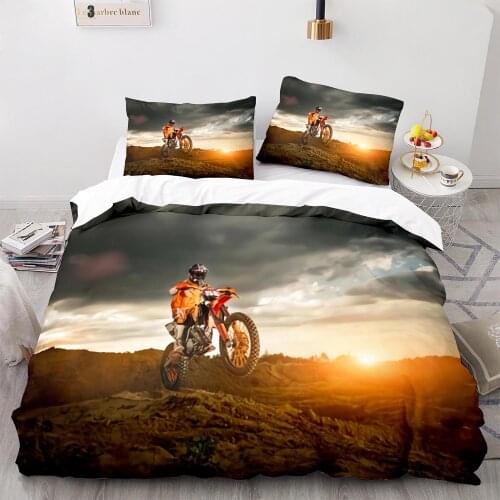 Extreme Sport Off-road Stunt Motorcycle Bedding Set Single Twin Full Queen King Size Bed Set Childrens Bedroom Duvetcover 010