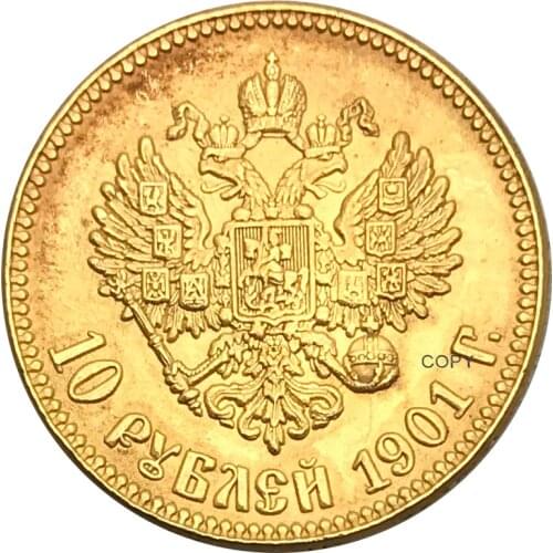 Russia 1901 R 10 Kopecks Gold Plated Copy Coins With The Letter Edge