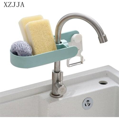 XZJJA Creative Sink Faucet Hanging Holder Kitchen Soap Sponge Sundries Drain Drying Shelf Sink Accessories Organizers