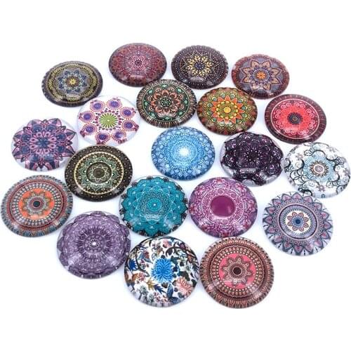 20pcs/lot 18mm 20mm 25mm Round Bohemia Vintage Pattern Glass Cabochon for DIY Jewelry Making Findings & Components T060