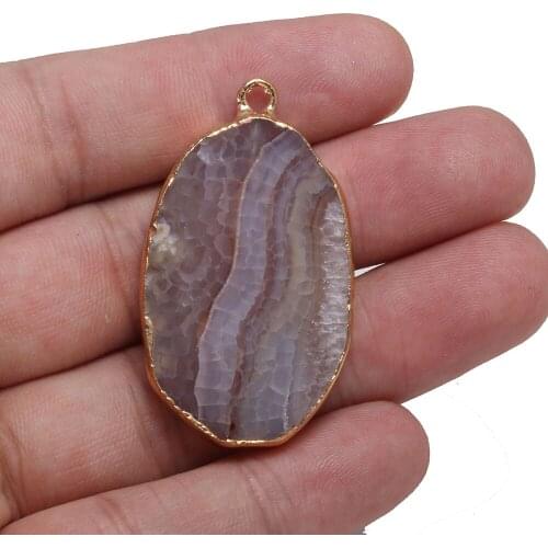 Natural Stone Pendant Egg-shaped Grey Agates For Jewelry Making DIY Necklace Bracelet Anklet Accessory