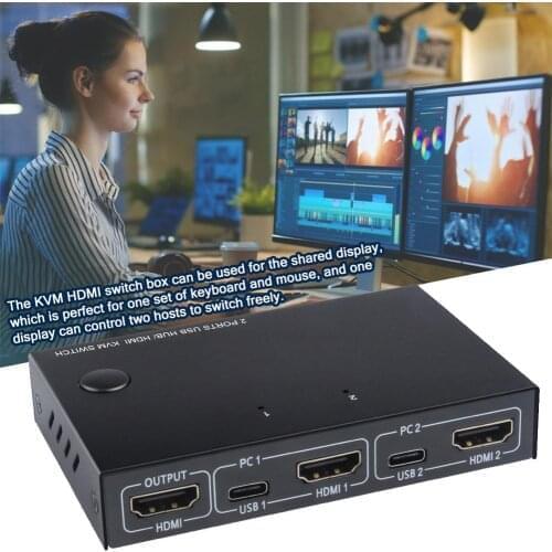 KVM Switch Box Driver-free KVM HDMI Switcher For Mouse Keyboard Pinter Computer Accessories Smart Peripherals