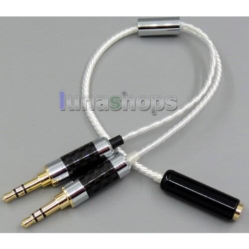 LN005246 Dual 3.5mm Balanced To Normal 3.5mm Female Audio Adapter Silver Cable For SONY PHA-3 Amplifier
