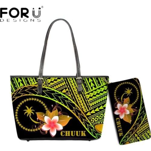 FORUDESIGNS Fashion Shoulder Bag For Women Chuuk Polynesian With Plumeria Flower Print Vintage Luxury Female Handbags Sac Mujer