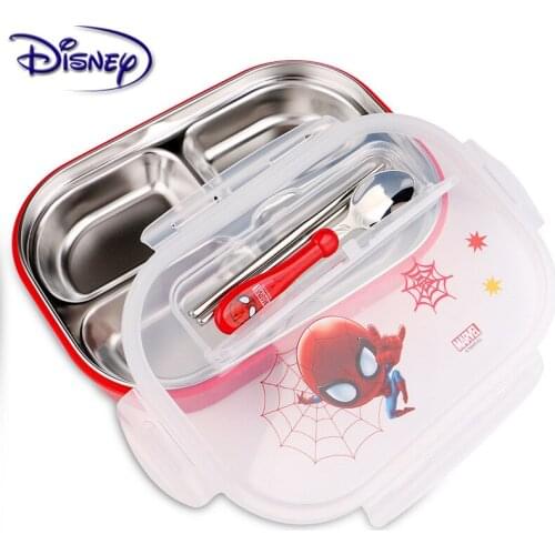 Disney Childrens Plate Bowl Spoon Men and Women Stainless Steel Separate Dish Meal Tray Safe Cutlery Set