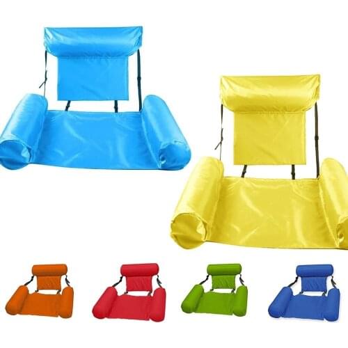 Pool Water Sports Hammock PVC Summer Inflatable Foldable Floating Row Backrest Air Mattresses Bed Easy Carrying Lounger Chair