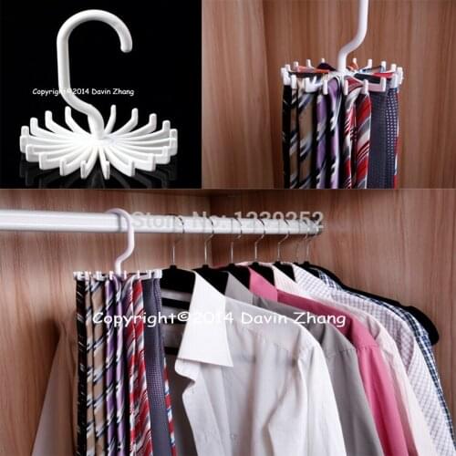 New Men Mini Rotating Adjustable Tie Rack Tie Hanger Hold 20 Neck Ties Organizer