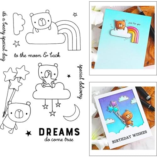 2021 New Rainbow Star Bear Pattern Clear Stamp and Metal Cutting Dies Set For DIY Craft Making Greeting Card Scrapbooking Album