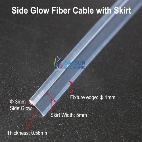New Skirt Optic Cable 50M 3.0mm Side Glow Fiber Cable for Car Atmosphere Light Superbright Glowing Cable with Mounting Edge