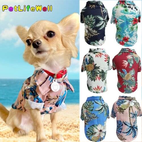 Pet Printed Clothes For Dogs Floral Beach Shirt Jackets Dog Coat Puppy Costume Cat Spring Clothing Pets Outfits