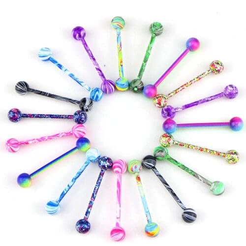 Paint Barbell Tongue Piercing Nipple Nail Stainless Steel Tongue Piercing Ear Bone Nail Body Piercing Body Jewelry for Women