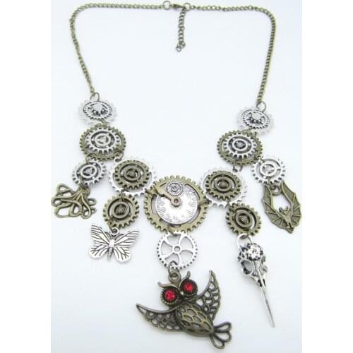 Forst party Different Animal Pendants Gathered Vintage Steampunk Gears Necklace Jewelry