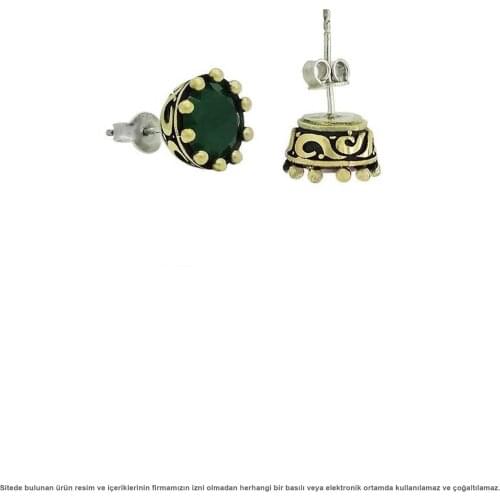 Silver Stem Emerald Cubic Zirconia Women Earrings