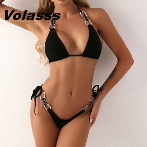 Sexy Crystal Diamond Bikini Female Two Pieces Backless Swimsuit Push Up Thong Swimwear Womens Solid Middle Waisted Bathing Suit