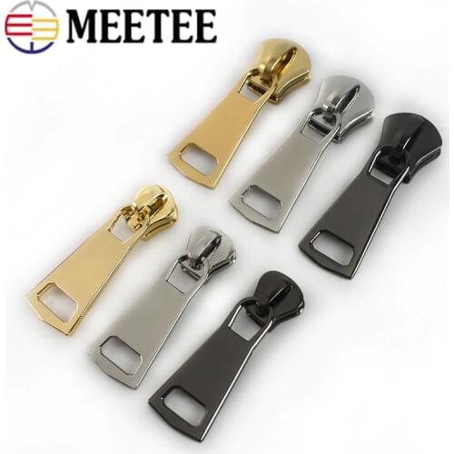 Meetee 5pcs 8# 15# Resin Zipper Silder for Resin Zips Head Metal Puller for Jacket Zip Repair Kits DIY Garment Sew Zipper Silder