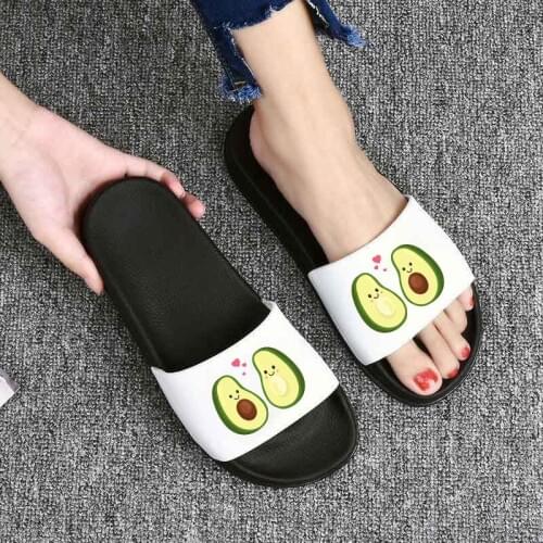 Avocado slippers Women Fashion Summer lovely Cartoon Flip Flops Cartoon Fruit Women Slippers Shoes Woman Sandalias Mujer