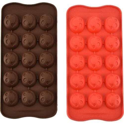 15 Holes Smiley Face Silicone Chocolate Mold Soft Candy Bar Fondant Molds Cake Decorating Tools Baking Accessories