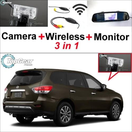 3 in1 Special Rear View Camera + Wireless Receiver + Mirror Monitor Back Up Parking System For Nissan Pathfinder R51 2005~2014