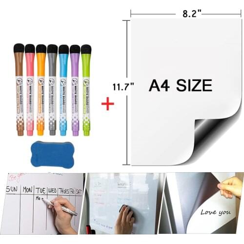 Dry Magnetic Whiteboard Erasable White Board Fridge Magnet Stickers A4 Size Writing Teaching Drawing Memo Calendar Planner Board
