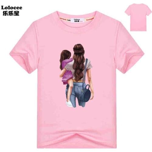 Super Mom & Daughter T shirt Kids Mothers Love Print Pink T-shirt Mama TShirt Vogue Tops tee shirt Baby Girl Vogue Summer