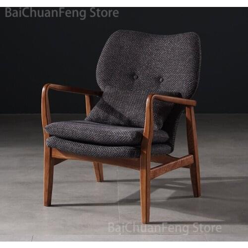 Leisure Sofa Fabric Nordic Living Room Chairs Bedroom Luxury Lazy Sofa Armchair Single Wood Sofa Chair Recliner Chair