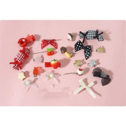 Sweet Candy Strawberry Bowknot Hairpin Lolita Girl Hair Clip Hair Side Clip Set Hair Accessroies B953