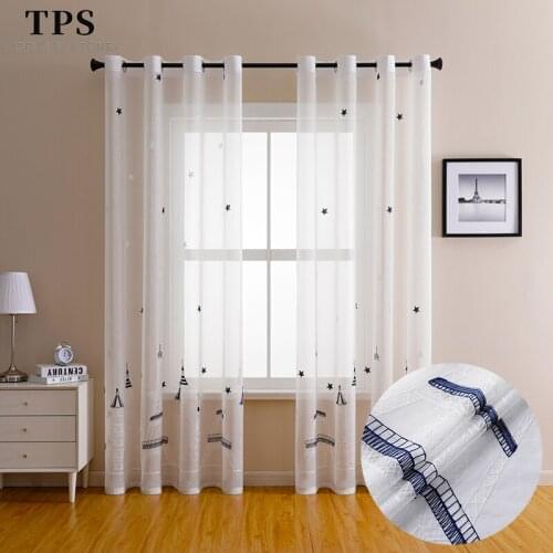 TPS Embroidered Castles Sheer Curtains for Living Room Bedroom Children Kid Tulle Voile Curtains Window Kitchen Window Treatment