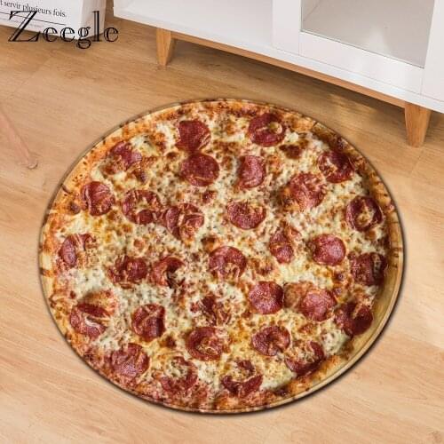 Zeegle New Fashion Chair Mat Area Rug for Children Room Yoga Mats Big Round Carpet for Living Room 3d Printed Pizza Round Carpet