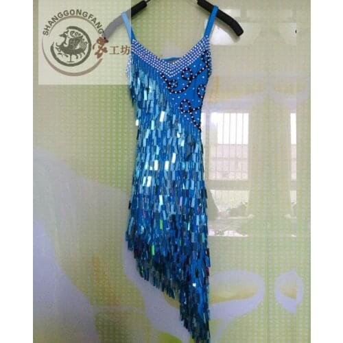 New Latin dance costumes senior sexy sequins latin dance dresses for women girl latin dance competition dresses S-4XL