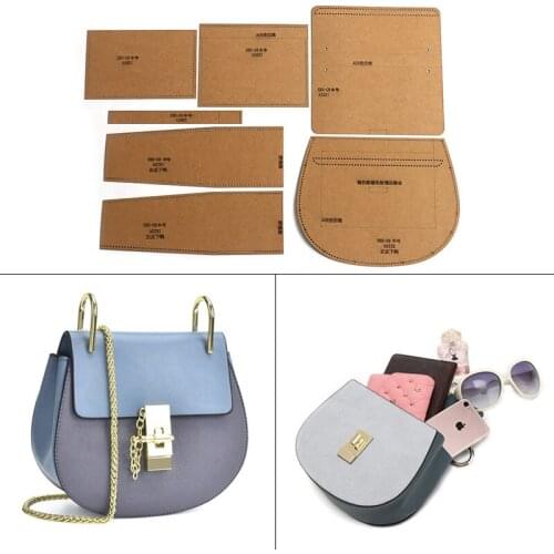 1Set DIY Kraft Paper Template New Cute Fashion Womens Shoulder Bag Piggy Bag Leather Craft Pattern DIY Stencil Sewing Pattern