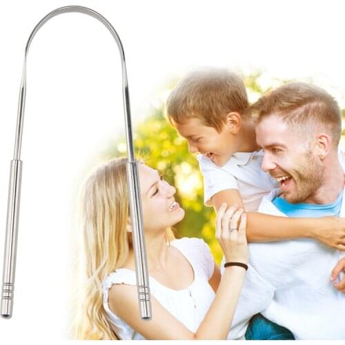 1pc New Stainless Steel Tongue Scraper Cleaner Fresh Breath Cleaning Coated Tongue Toothbrush Dental Oral Hygiene Care Tools