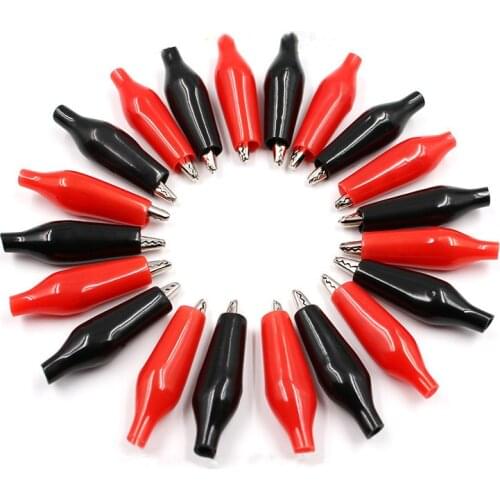 10PCS 28mm Metal Alligator Clips Crocodile Electrical Clamp Black/Red with Plastic Boot for Testing Probe Meter Car Auto Battery