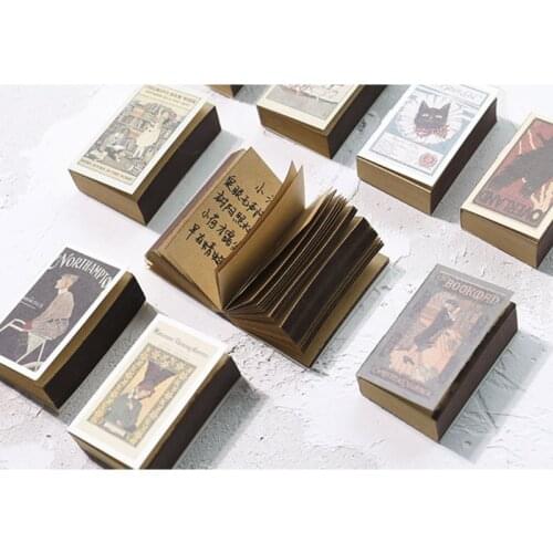122 Sheets Mini Memo Pad Retro Matchbox Pattern Notebook Tearing Sticky Notepad Office School Stationery Supplies Kids C5AE