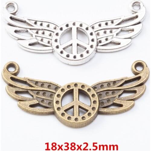 20 pieces of retro metal zinc alloy Wing double hanger connector pendant for DIY handmade jewelry necklace making 7404