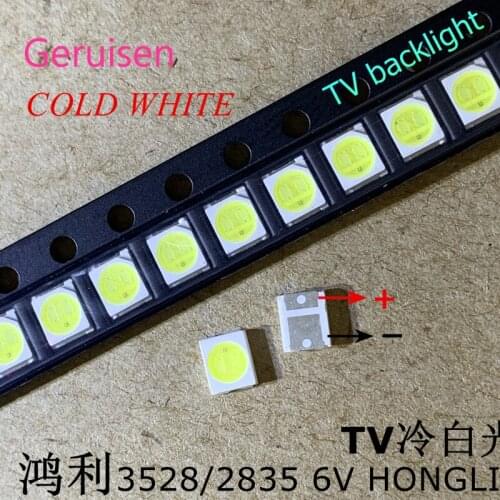 2000PCS /LOT HONGLI TRONIC LED Backlight 1210 3528 2835 1W 6V 110LM Cool white LCD Backlight for TV TV Application NEW