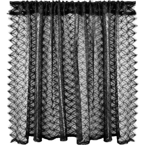 2021 Black White Sheer Curtains for Living Room Bedroom Elegant Floral Embroidery Tulle Window Curtain Panel Modern Home Decor