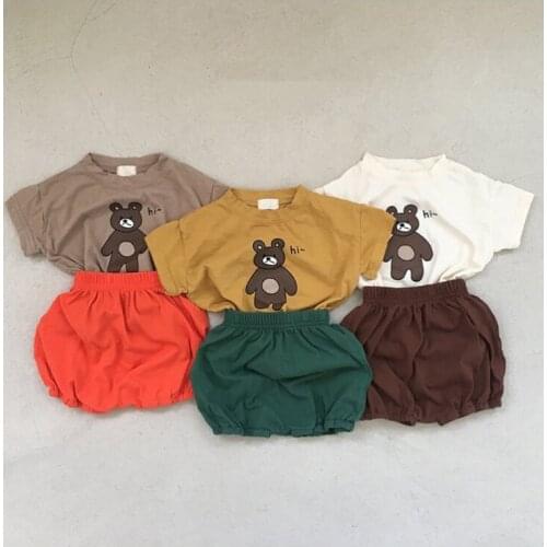 2021 New boys girls 2 pcs set t shirt+shorts cotton summer soft fashion babys suits