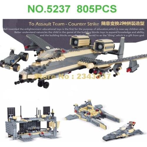 29029 805pcs Military Counter Strike A10 Attack Aircraft Fighter Warship Army Base Building Block Toy