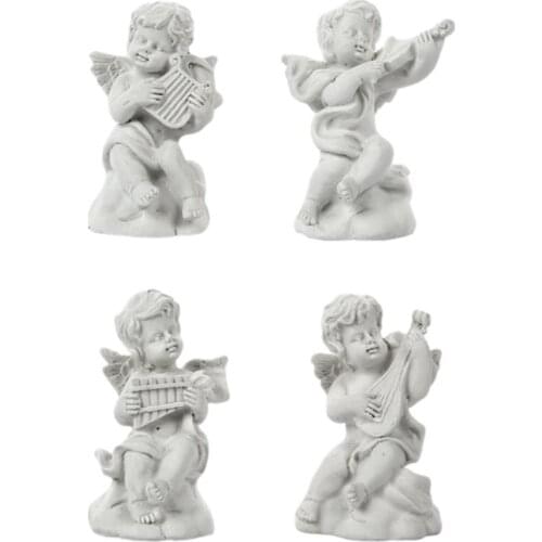 4pcs/set Mini Angle Sculpture Desktop Cute Resin Decorative Statue Home Decoration Angel Figurines Room Ornament