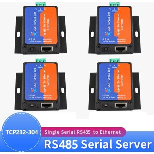 4PCS USR-TCP232-304 Serial RS485 to TCP/IP Ethernet Server Converter Module with Built-in Webpage DHCP/DNS Supported
