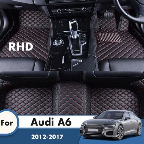 RHD Custom Car Floor Mats For Audi A6 2017 2016 2015 2014 2013 2012 Car Accessories Interior Decoration Carpet Leather Foot Pads